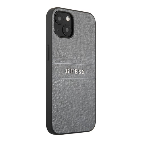 Чехол Guess PU Saffiano with Metal logo Hard для iPhone 13, серый