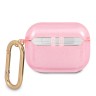 Чехол Guess Transparent Glitter 4G с карабином для Airpods Pro, розовый