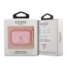 Чехол Guess Transparent Glitter 4G с карабином для Airpods Pro, розовый