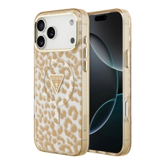 Guess для iPhone 17 Pro Max чехол IML Leopard Metal Cam Hard Glitter Brown (MagSafe)