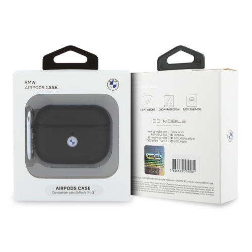 BMW для Airpods Pro 3 чехол Signature PU Leather Metal logo Black