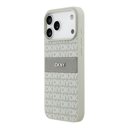 DKNY для iPhone 17 Pro Max чехол PU Repeat texture Tonal stripe Metal logo Hard Beige