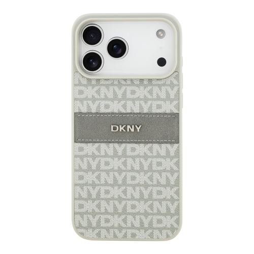 DKNY для iPhone 17 Pro Max чехол PU Repeat texture Tonal stripe Metal logo Hard Beige