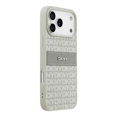 DKNY для iPhone 17 Pro Max чехол PU Repeat texture Tonal stripe Metal logo Hard Beige
