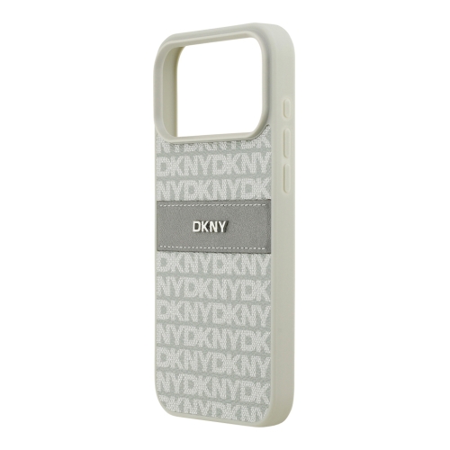DKNY для iPhone 17 Pro Max чехол PU Repeat texture Tonal stripe Metal logo Hard Beige