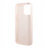 Чехол Guess Liquid Silicone Plate metal logo Hard для iPhone 13 Pro, розовый (Magsafe)