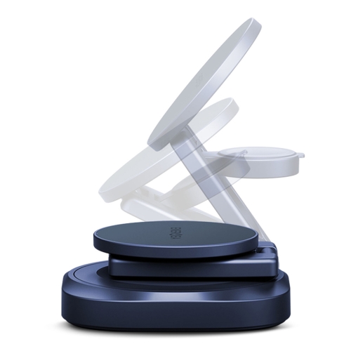 Energea Беспроводное СЗУ AluMag GYRO, 3-in-1 magnetic foldable 360 rotating Qi2.2 25W Blue