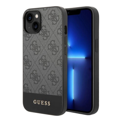 Чехол Guess 4G Stripe Metal logo Hard для iPhone 14 Plus, серый