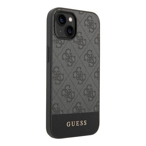 Чехол Guess 4G Stripe Metal logo Hard для iPhone 14 Plus, серый