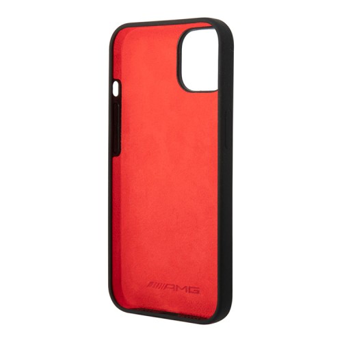 Чехол AMG Liquid Silicone Carbon pattern Hard для iPhone 14, черный