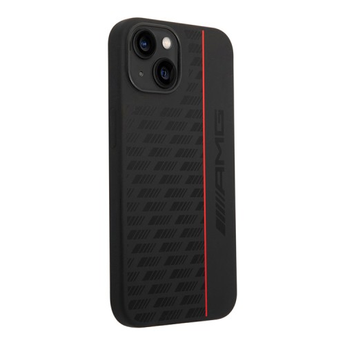 Чехол AMG Liquid Silicone Carbon pattern Hard для iPhone 14, черный
