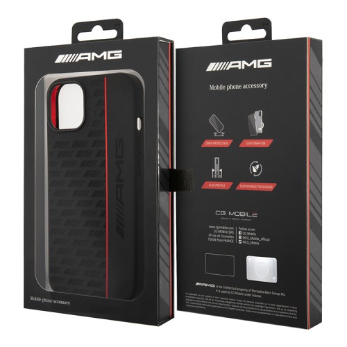 Чехол AMG Liquid Silicone Carbon pattern Hard для iPhone 14, черный