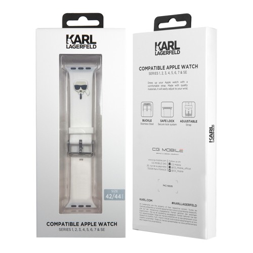 Ремешок Karl Lagerfeld Silicone Karl head для Apple Watch 49-46-45-44 mm, белый