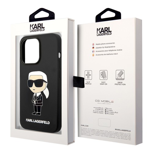 Чехол Lagerfeld Liquid silicone NFT Karl Ikonik Hard для iPhone 14 Pro Max, черный (MagSafe)