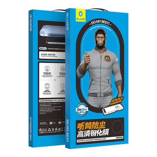 Защитное стекло BLUEO Large arc Dustproof для iPhone 16e | 14 | 13 | 13 Pro, черная рамка (+installer)