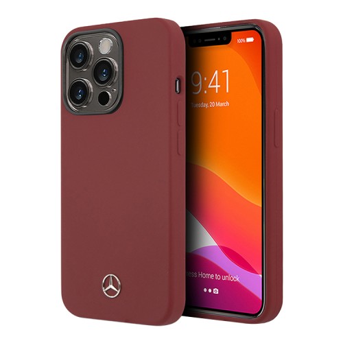 Чехол Mercedes Liquid Silicone Hard для iPhone 14 Pro, красный