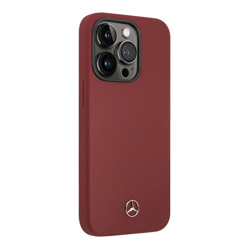 Чехол Mercedes Liquid Silicone Hard для iPhone 14 Pro, красный
