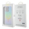 Guess для iPhone 15 Pro чехол PC/TPU Script printed logo Hard Iridescent Turquoise (MagSafe)