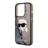 Karl Lagerfeld для iPhone 15 Pro Max чехол Liquid Glitter NFT Karl head Hard Black