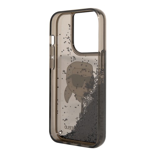 Karl Lagerfeld для iPhone 15 Pro Max чехол Liquid Glitter NFT Karl head Hard Black
