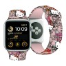 Hello Kitty для Apple Watch 42-41-40 mm ремешок Liquid silicone Graffiti Tags Pink