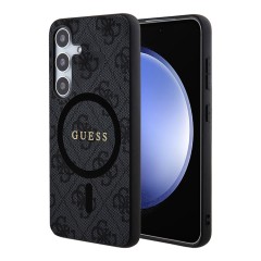 Guess для Galaxy S24+ чехол PU 4G Colored ring Metal logo Hard Black (MagSafe)