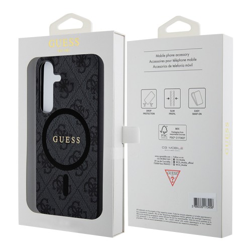 Guess для Galaxy S24+ чехол PU 4G Colored ring Metal logo Hard Black (MagSafe)