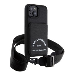 Karl Lagerfeld для iPhone 15 чехол Crossbody cardslot PU Saffiano RSG Hard Black