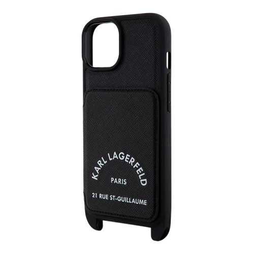 Karl Lagerfeld для iPhone 15 чехол Crossbody cardslot PU Saffiano RSG Hard Black