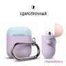 Чехол Elago Hang DUO case для AirPods 1/2, фиолетовый с крышками Pink и Pastel Blue