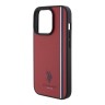 U.S. Polo для iPhone 15 Pro чехол PU Double horse logo and Tricolor line Hard Red