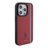 U.S. Polo для iPhone 15 Pro чехол PU Double horse logo and Tricolor line Hard Red