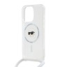 Karl Lagerfeld для iPhone 15 Pro чехол Crossbody PC/TPU NFT Karl Head прозрачный (MagSafe) + Cord