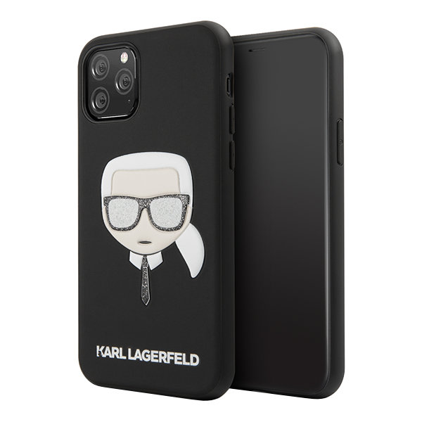 Чехол Karl Lagerfeld PU Leather Iconic Karl Hard Glitter для iPhone 11 Pro, черный