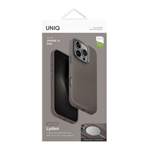 Uniq для iPhone 16 Pro чехол кожаный Lyden Grey (Magsafe)