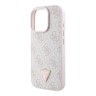 Guess для iPhone 16 Pro чехол PU кожа 4G Triangle Diamond logo Pink