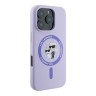 Karl Lagerfeld для iPhone 16 Pro чехол Liquid Silicone NFT Karl&Choupette Purple (MagSafe)