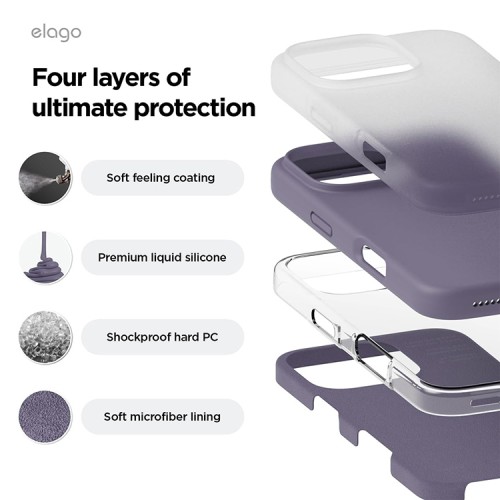 Elago для iPhone 16 Pro чехол Soft silicone (Liquid) Deep Lavender