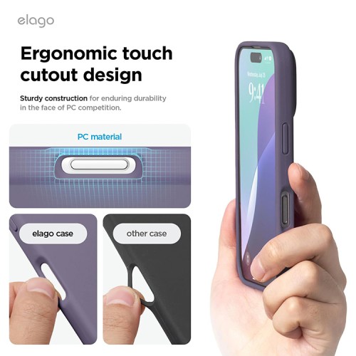 Elago для iPhone 16 Pro чехол Soft silicone (Liquid) Deep Lavender