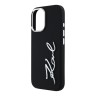 Karl Lagerfeld для iPhone 16 чехол Liquid silicone Signature Metal logo & Camera frame Hard Black