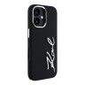 Karl Lagerfeld для iPhone 16 чехол Liquid silicone Signature Metal logo & Camera frame Hard Black