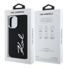 Karl Lagerfeld для iPhone 16 чехол Liquid silicone Signature Metal logo & Camera frame Hard Black