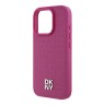 DKNY для iPhone 16 Pro Max чехол PU Repeat Stack metal logo Hard Pink (MagSafe)