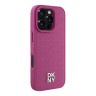 DKNY для iPhone 16 Pro Max чехол PU Repeat Stack metal logo Hard Pink (MagSafe)
