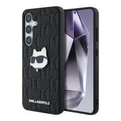 Karl Lagerfeld для Galaxy S25+ чехол PU Grained Monogram NFT Choupette metal Head Hard Black