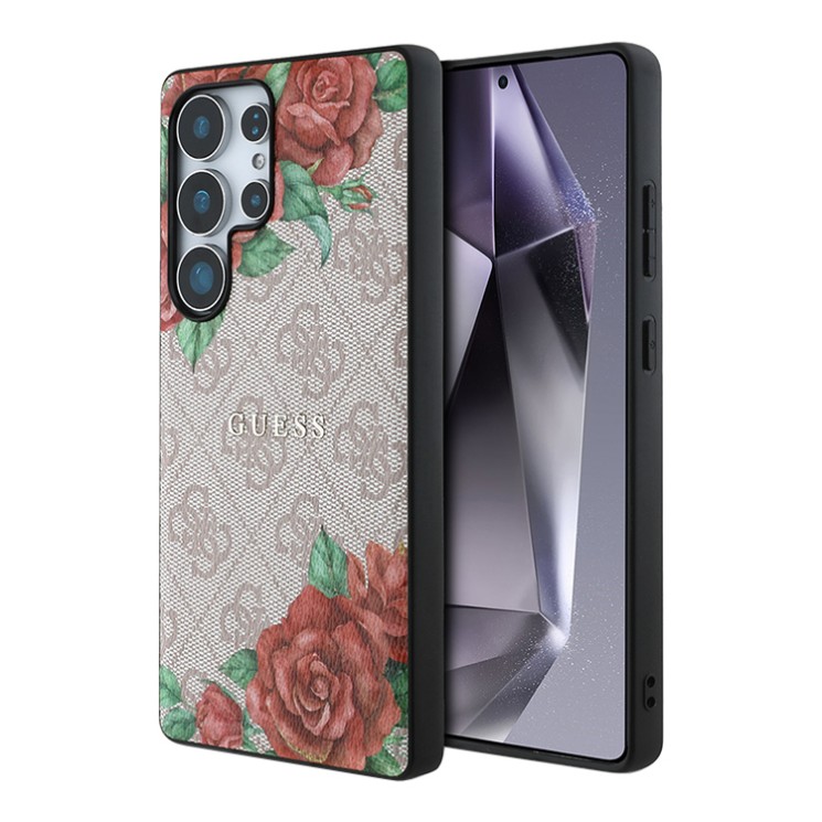 Guess для Galaxy S25 Ultra чехол PU Flowers Roses Hard Pink (MagSafe)