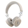 Guess наушники беспроводные накладные Bluetooth HP Round ENC Grained PU Triangle Metal Logo Beige