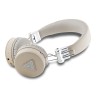 Guess наушники беспроводные накладные Bluetooth HP Round ENC Grained PU Triangle Metal Logo Beige