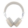 Guess наушники беспроводные накладные Bluetooth HP Round ENC Grained PU Triangle Metal Logo Beige