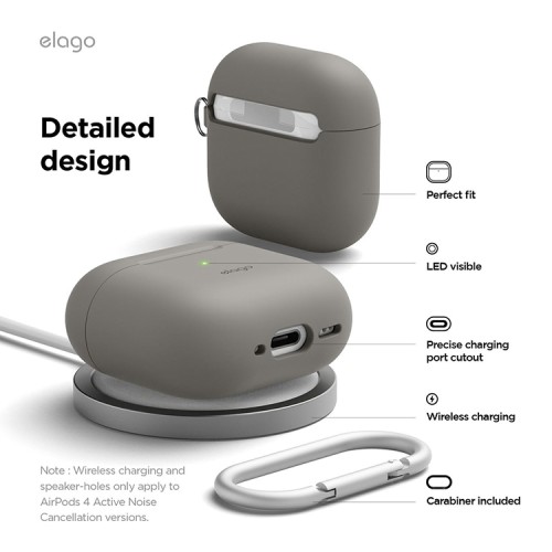 Elago для AirPods 4 чехол Silicone Hang case Medium Grey